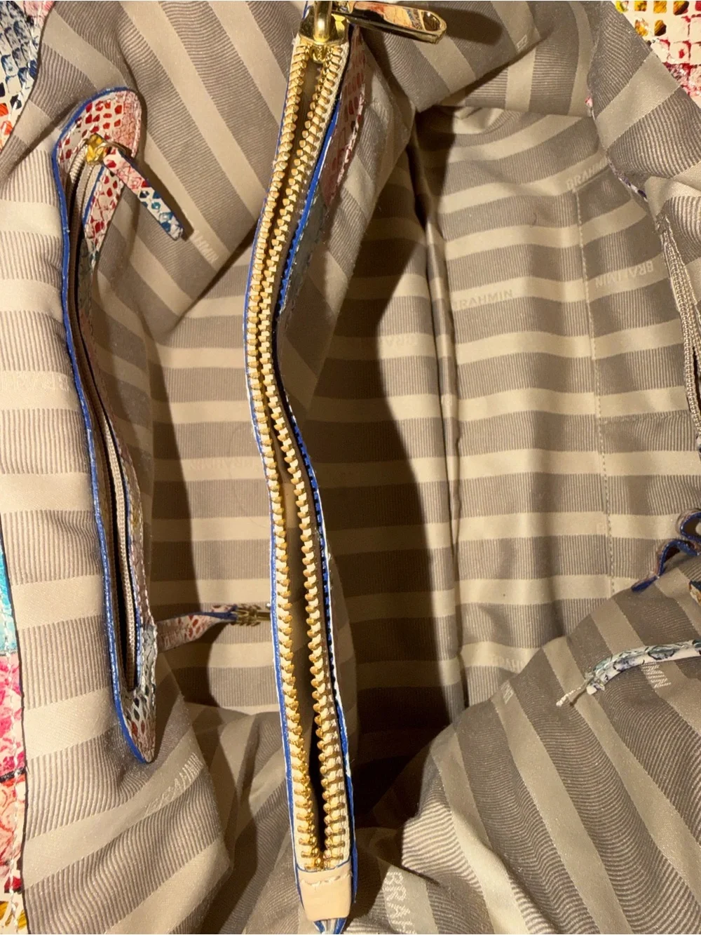 Just Reduced!  Brahmin Elise Coronado Multicolor Snake-Print Bag Price is Firm - Picture 5 of 10